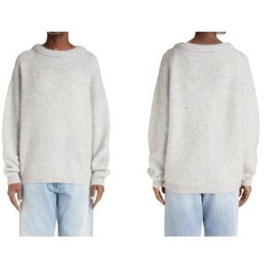 Acne Crewneck Oversized Sweater in Light Gray